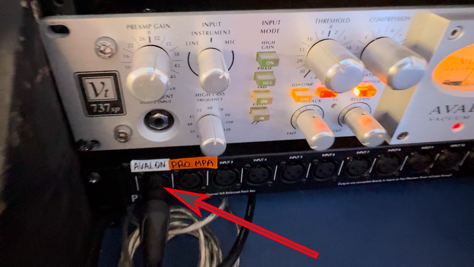 Pre Amp Patch Bay at the affordable recording studio in Los Angeles Blizz Sound